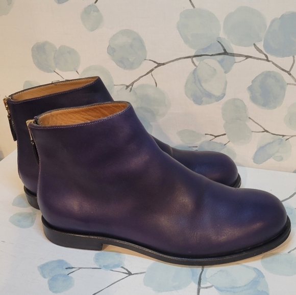Jil Sander Women's Ankle Purple Leather boots size   37 EU Made in Italy - Picture 6 of 8